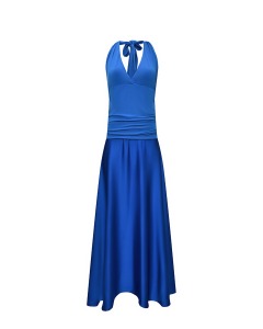 Платье с драпированным верхом, синее Pietro Brunelli