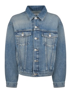 Голубая джинсовая куртка с лого на спине MM6 Maison Margiela
