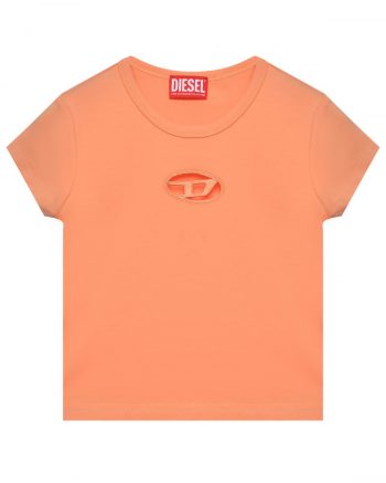 Футболка с лого в тон, оранжевая Diesel