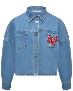 Куртка джинсовая укороченная с логотипом, голубая Philosophy di Lorenzo Serafini Kids