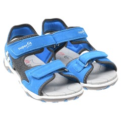Синие сандалии из замши с серыми вставками SUPERFIT