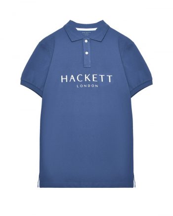 Футболка-поло лого на груди синяя Hackett London