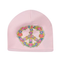 Розовая шапка с принтом "Peace" Catya