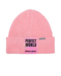 Розовая шапка с патчем "Perfect world" Il Trenino