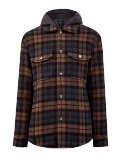 Куртка-рубашка из шерсти и хлопка с пуховым утеплителем